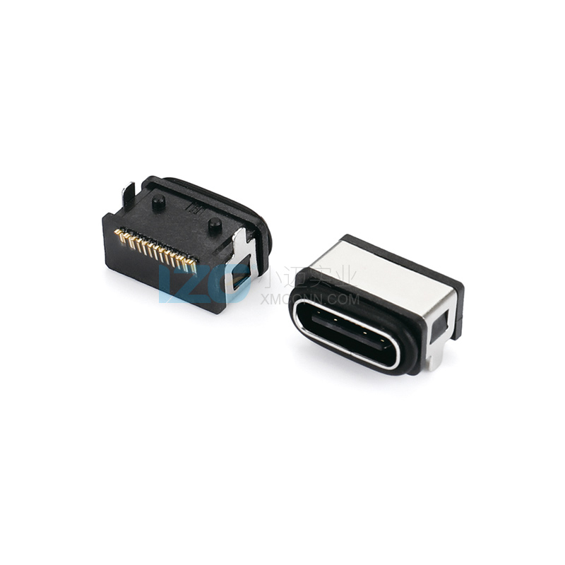 防水Type-C母座16PIN 板上型 2腳插板 引腳SMT IPX8