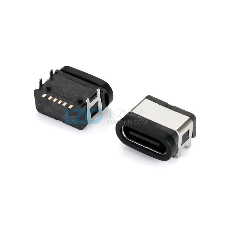 防水Type-C母座6PIN 板上型 4腳插板 引腳SMT