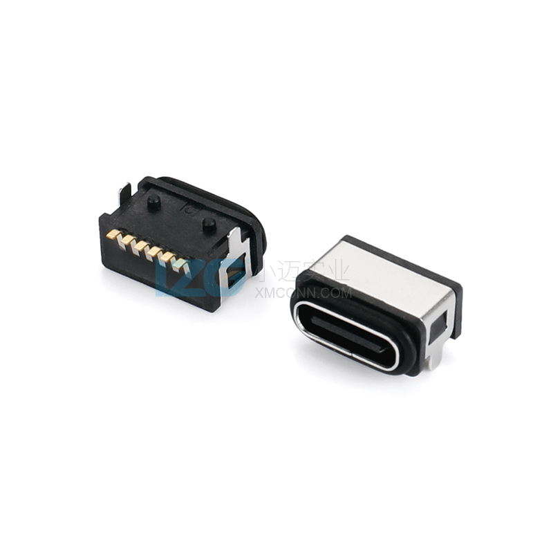 防水Type-C母座6PIN 板上型 2腳插板 引腳SMT