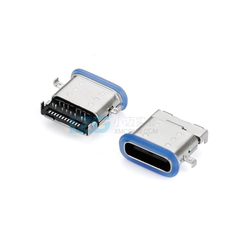 防水Type-C連接器24PIN 沉板1.0 前貼后插壓鑄外殼防水卷帶成品
