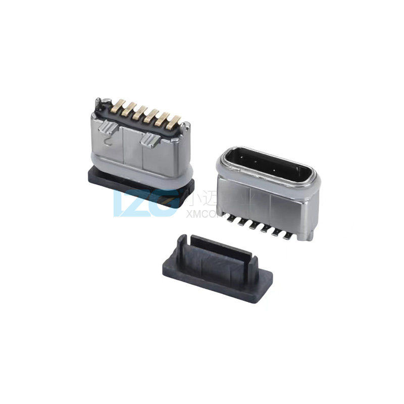 防水Type-C母座SMT連接器USB-C立貼6Pin充電寶充電接口3A